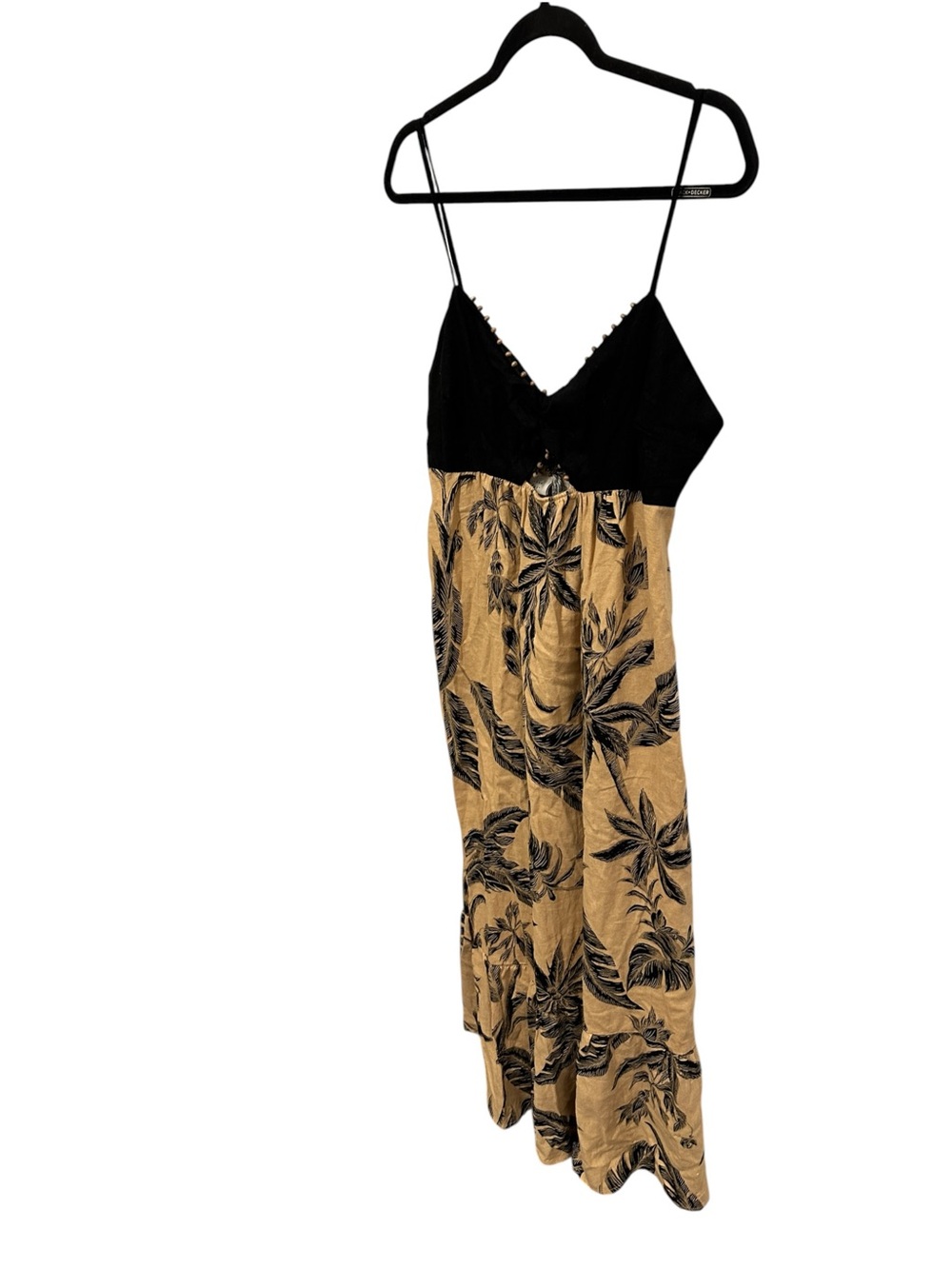 A New Day black tan tropical leaf print maxi dress with beaded trim Size M - Picture 5 of 11